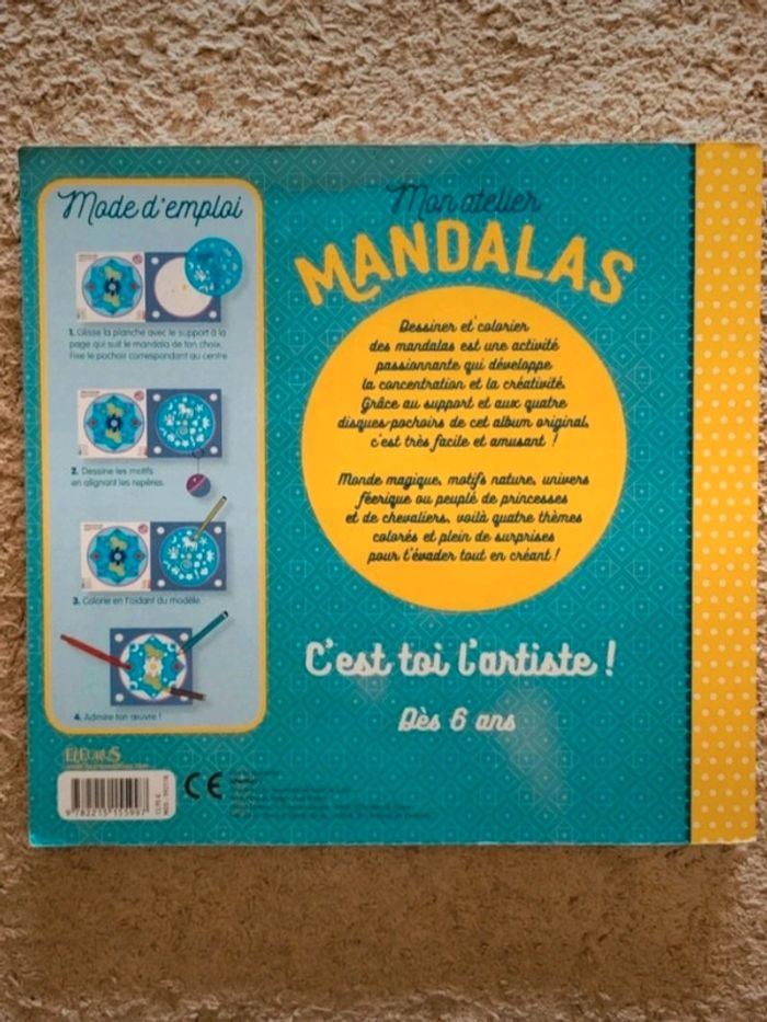 Livre neuf créations et coloriage Mon atelier Mandalas Fleurus - photo numéro 2