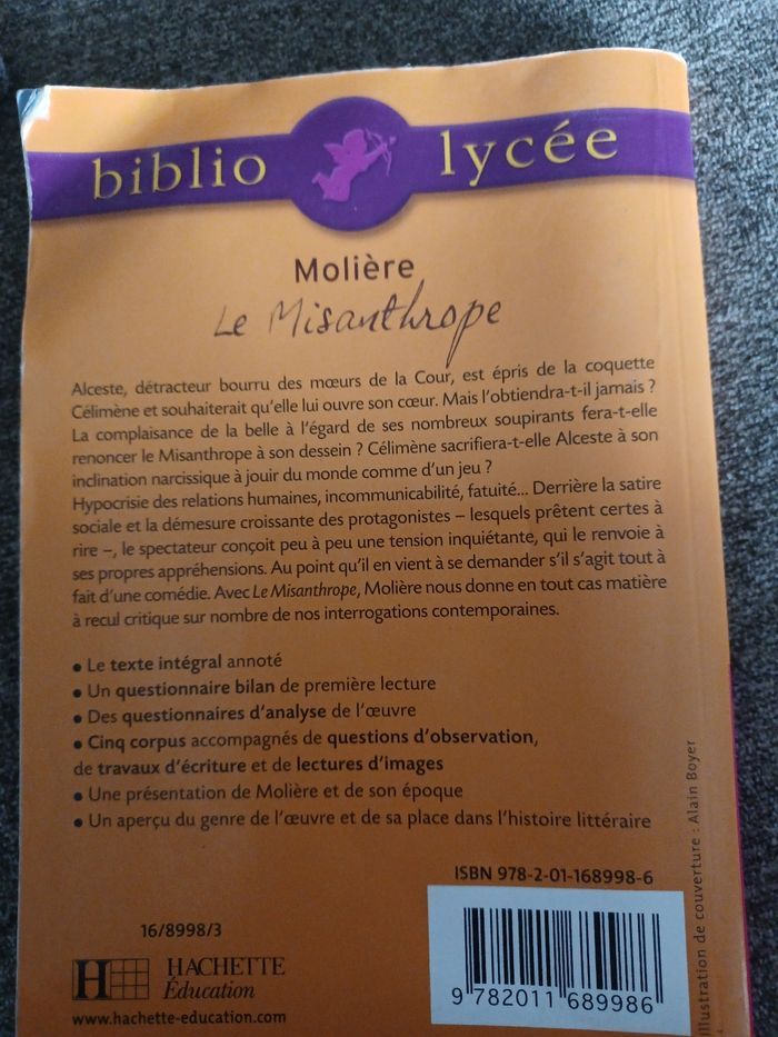 Livre de poche bibliolycee molliere  le Misanthrope - photo numéro 2