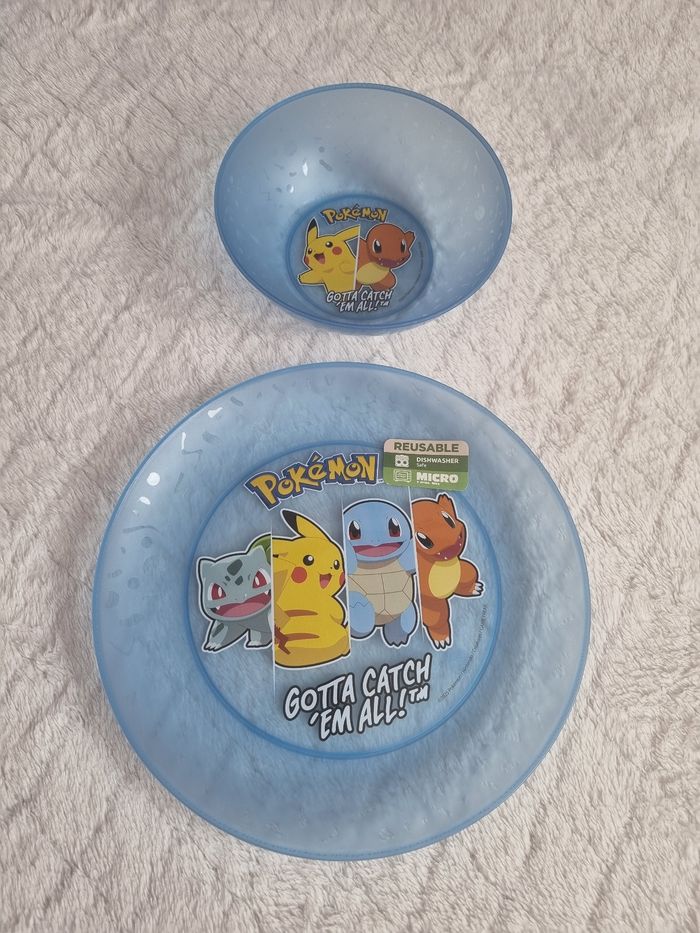 Assiette et bol pokemon bleu