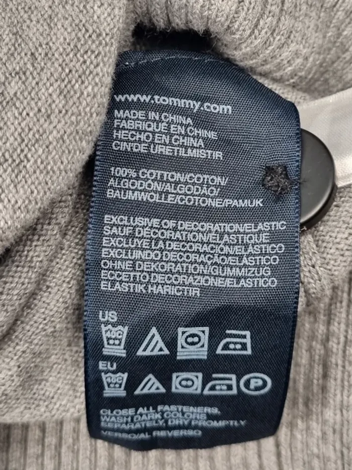 Gilet boutonné Tommy Hilfiger gris clair et bleu marine – Taille L Hommes (mesures en photos) - photo numéro 7