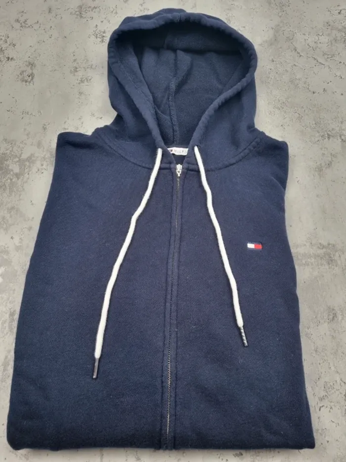 Veste zippée Tommy Hilfiger bleu marine, L Hommes (mesures en photos) - photo numéro 2