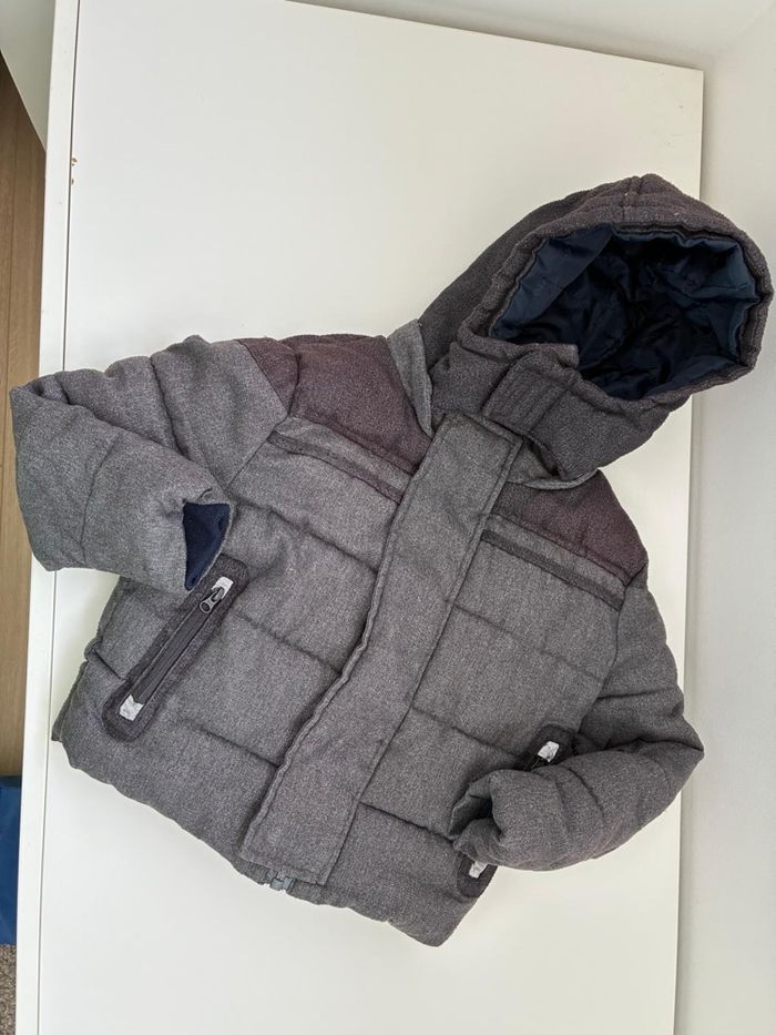 Manteau Hiver Gris capuche amovible garçon 3 ans Okaidi polaire intérieur - photo numéro 2