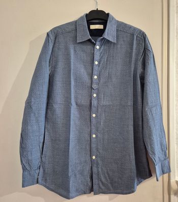 Chemise Diesel homme taille S 36 bleu à motifs points blancs manches longues 100% coton