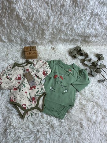 Lot de 2 bodies petit béguin taille 6 mois 