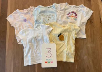 Lot 5 T-shirt manches courtes 3 mois