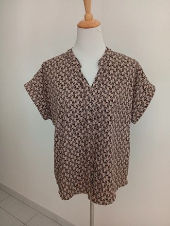 Haut fluide taille L | beige et noir