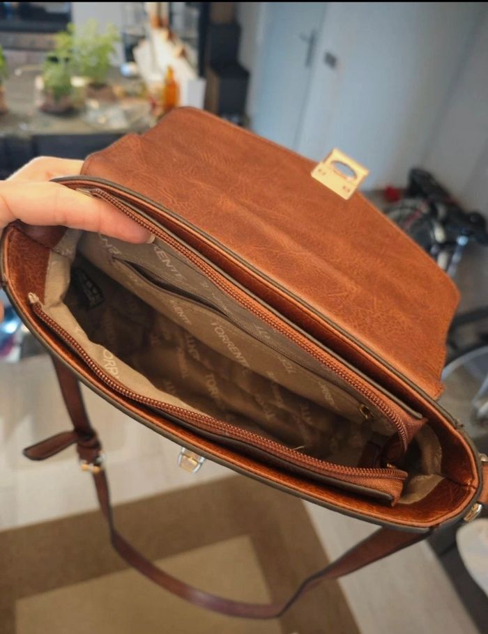 sac a main avec bandoulière et rombes marron inspi Lu Vi - photo numéro 7