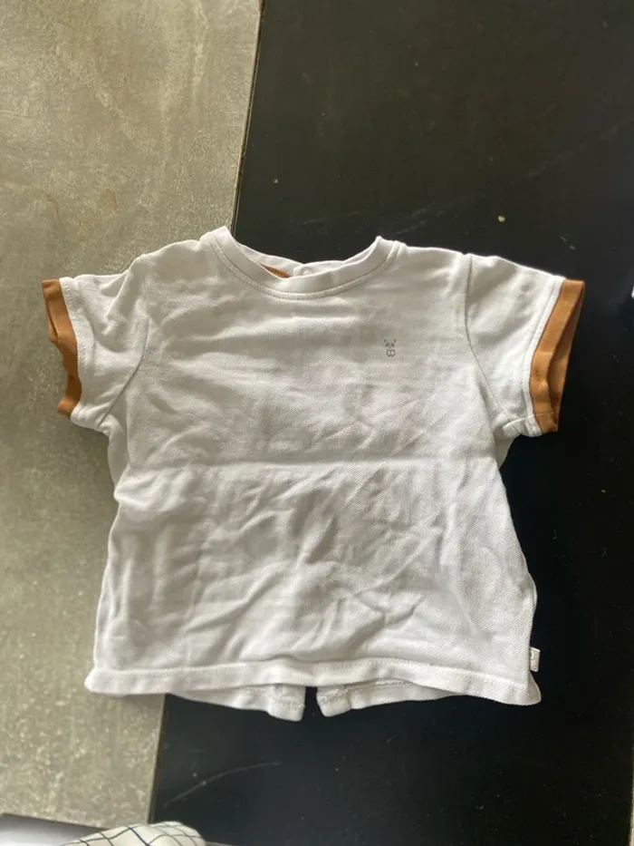 Teeshirt blanc et marron 6 mois - Obaibi