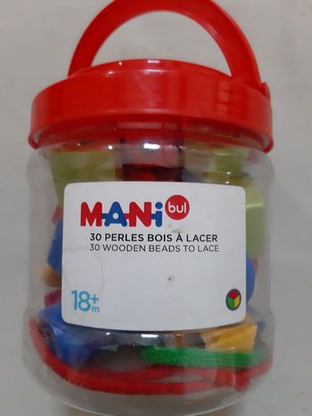 30 perles en bois à lacer - oxybul