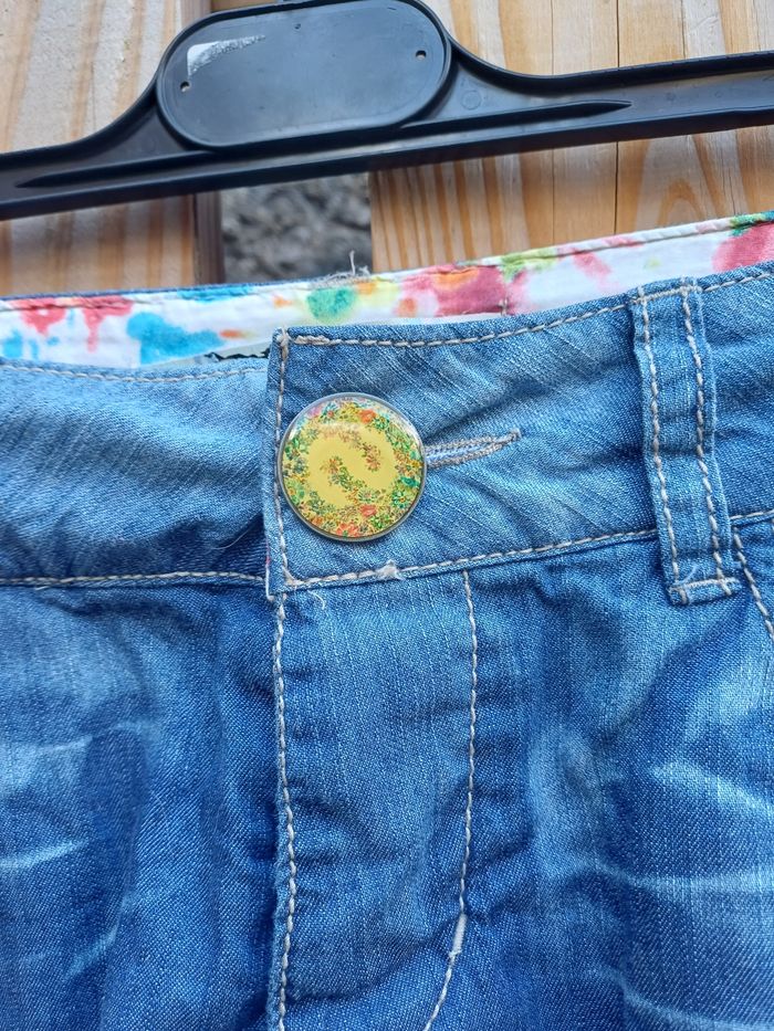 Jolie jupe mi jean mi imprimé Desigual taille 34 - photo numéro 5