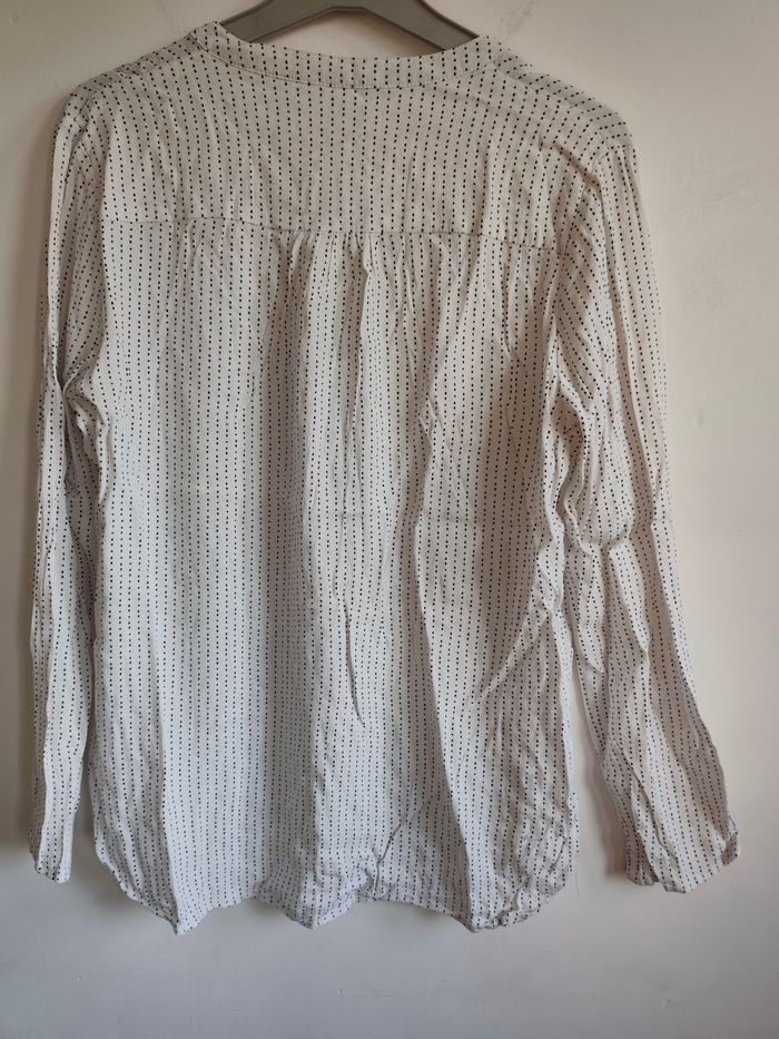 Blouse blanche lacée à pois – Taille L – Cache Cache - photo numéro 3