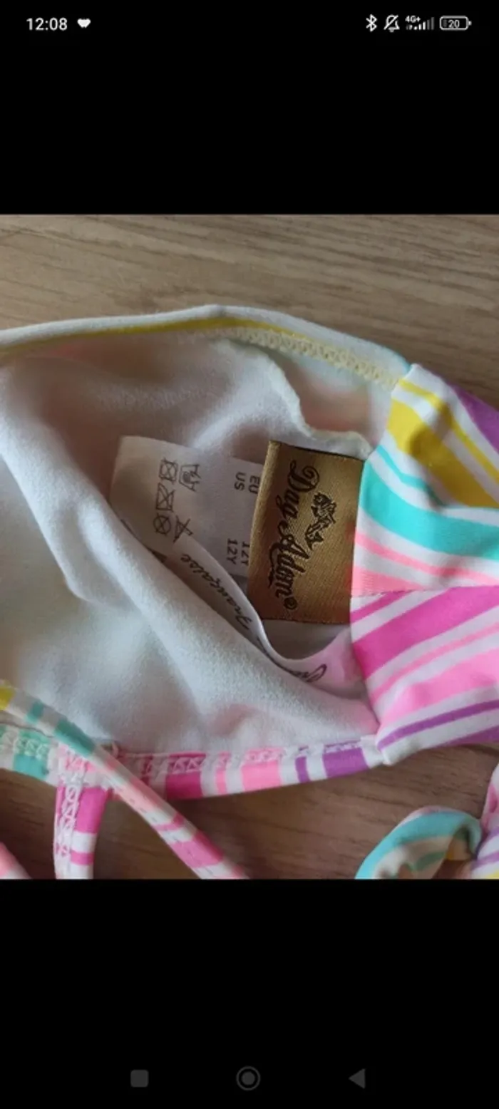 Maillot de bain rayé 2 pièces création française dag Adom 12 ans - photo numéro 5