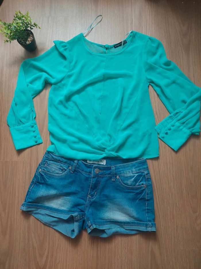 Blouse fluide et légère verte transparente Atmosphère T38 TBE 💚 - photo numéro 2