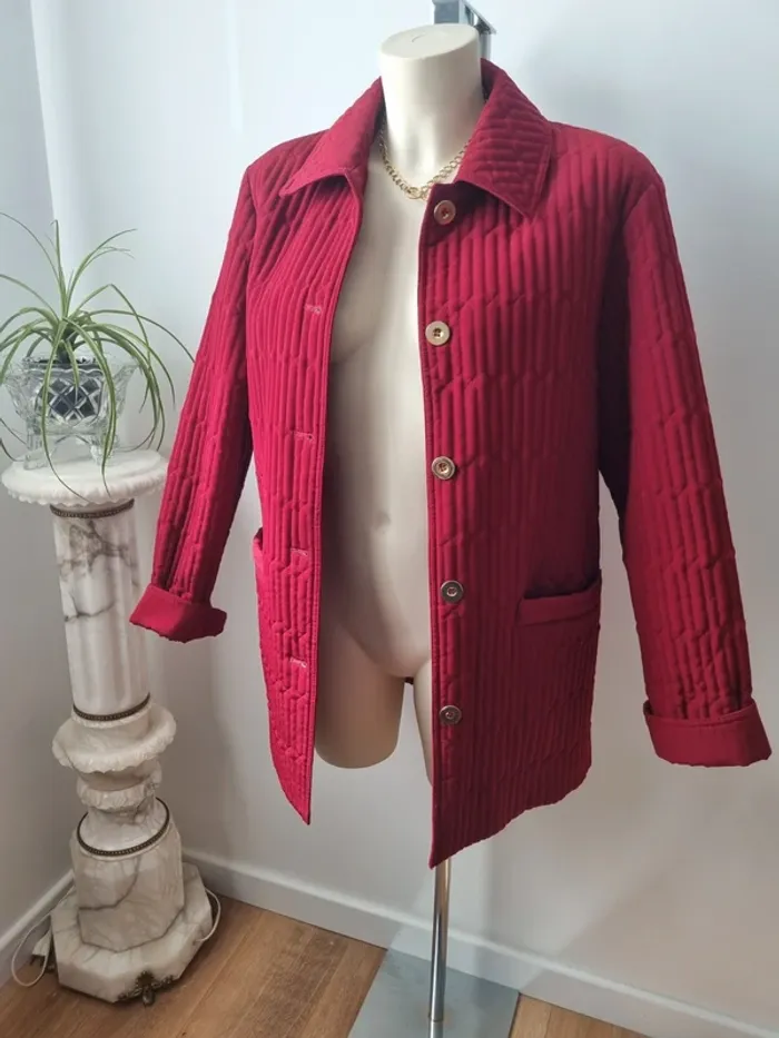 Veste rouge matelassé vintage - photo numéro 4
