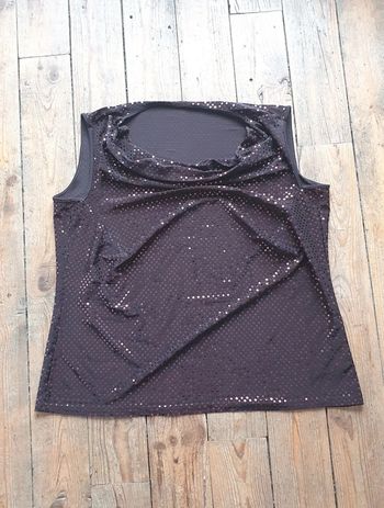 Débardeur de soirée marron brillant à sequins M