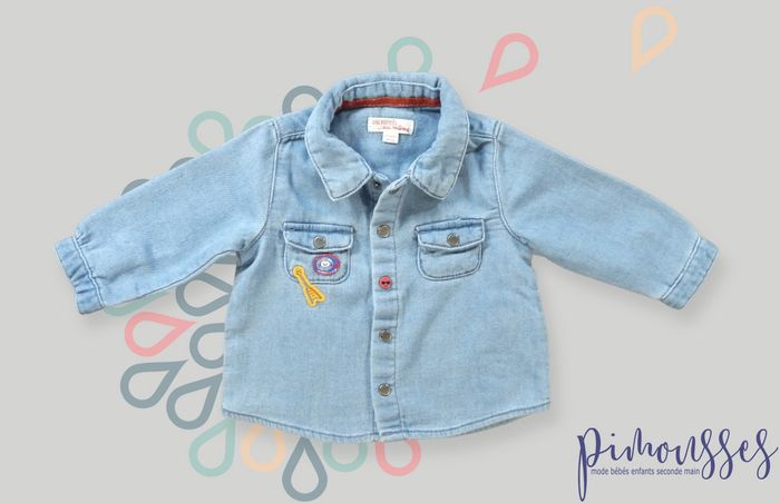 Chemise manches longues denim bleu guitare Du Pareil Au Même 3 mois garçon