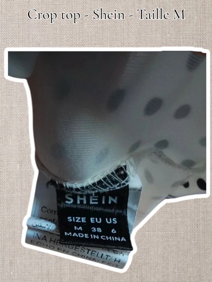 Crop top blanc motif noir confidence - Shein - Taille M - photo numéro 4