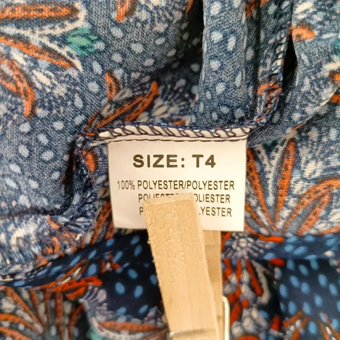 Blouse bohème à motif fleuri bleu et orange - col volanté - Melya Melody T4 A1315 - photo numéro 11