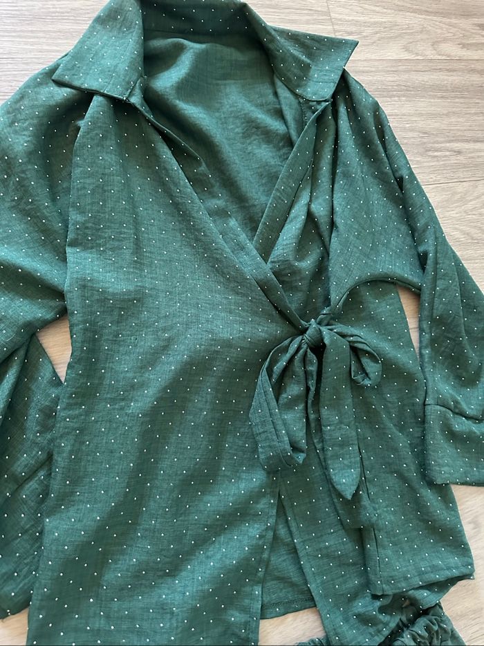 Ensemble oversize vert émeraude et strass argentés T42 XL - photo numéro 6