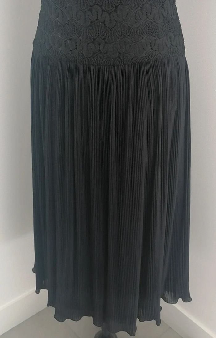 Robe longue noir Vintage dentelle plissée Taillr 40 Cocktail Hoffmann - photo numéro 9
