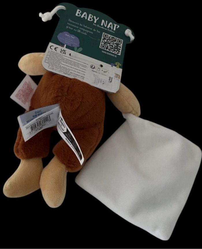 ❤️B3931 Doudou Pantin Mouchoir Blanc Renard Fox Marron BABY NAT Babynat - photo numéro 2