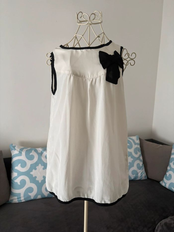 Top H&M 12/13 ans - Blanc & Noir avec Noeud - fille