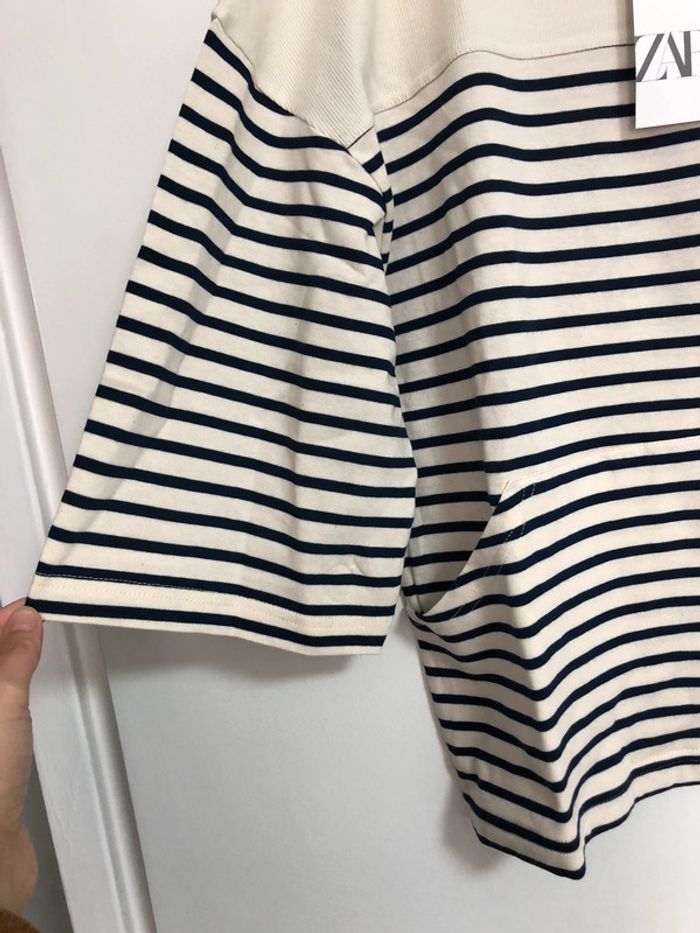 Superbe beau t-shirt heavy à rayures Zara neuf avec étiquette taille S - photo numéro 3