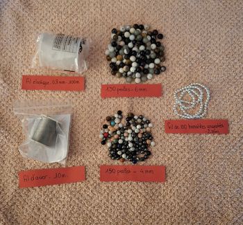 Perles semi-précieuses avec fil acier et élastique 
