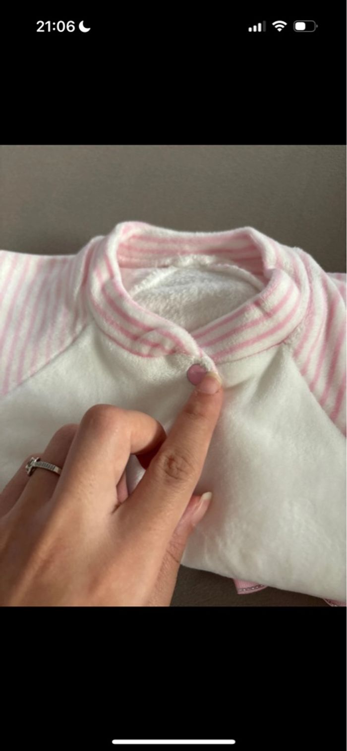 Pyjama Grenouillère Rose et Blanc - Taille 0 mois / naissance - photo numéro 5