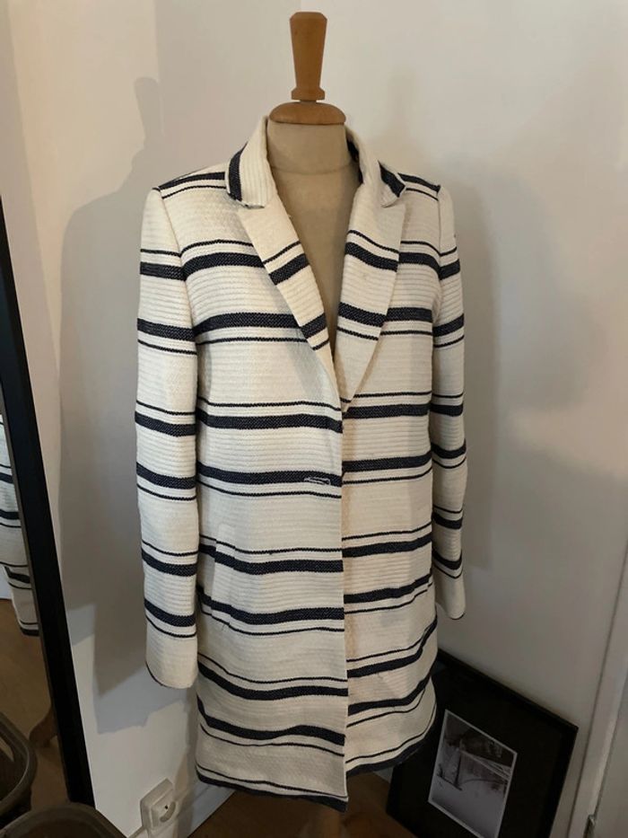Manteau long à rayures Camaïeu