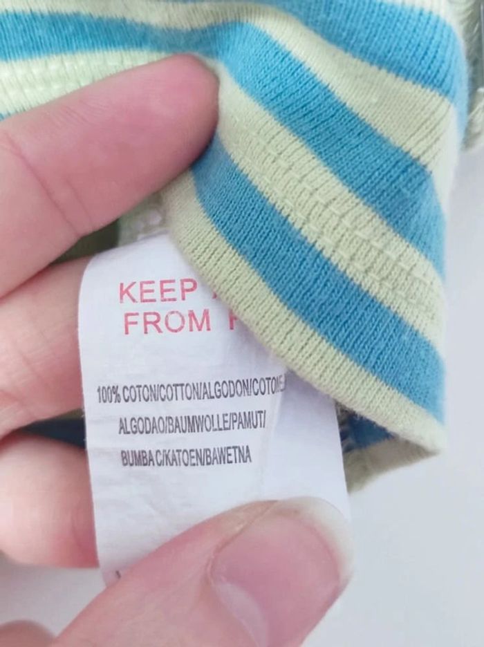 Tee-shirt rayé bleu vert / Kitchou - 3 mois / 60cm - photo numéro 4