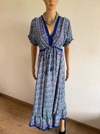 Robe longue imprimée neuve en soie Trebol taille S