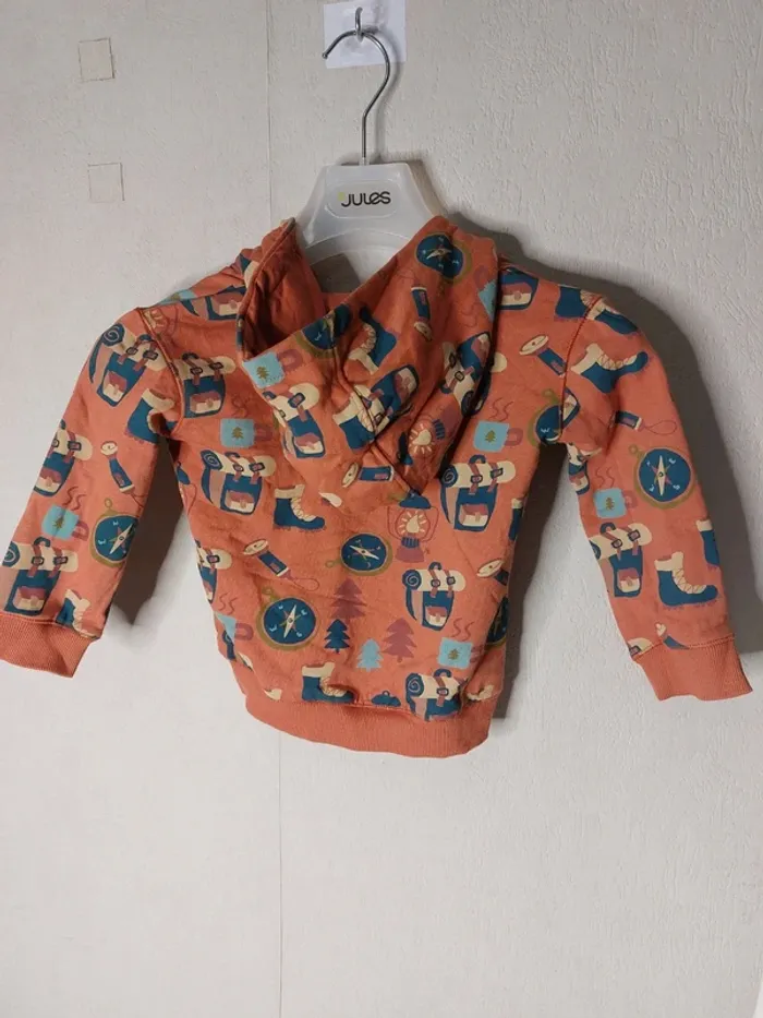 Veste avec capuche orange imprimé "Du pareil au même" - photo numéro 3