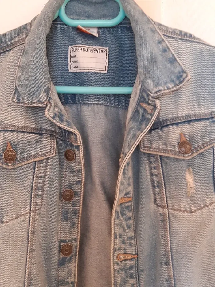 Veste en jeans garçon effets usés taille 10 ans - photo numéro 5