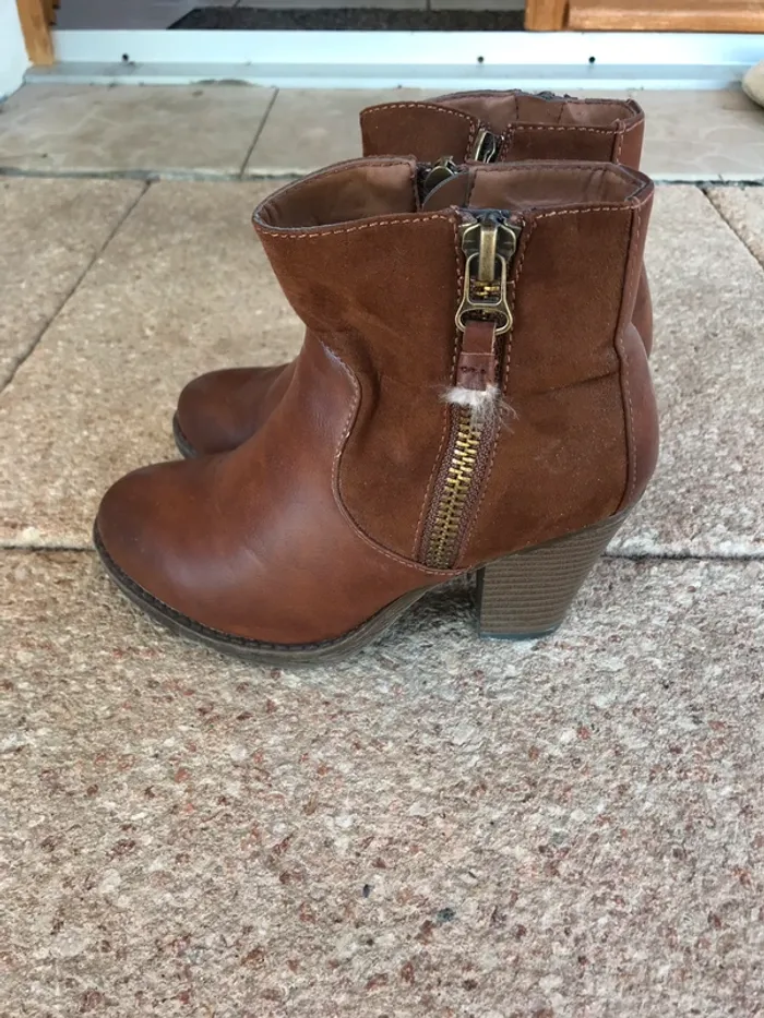 Bottines à talon marron - photo numéro 2