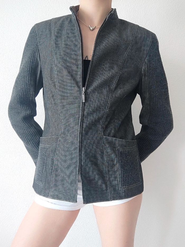 Veste blazer gris maille laine / Tony Lamarca - 36/S ร 38/M - photo numรฉro 2