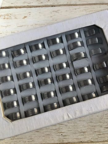 Lot de 36 bagues anneaux en acier inoxydable
