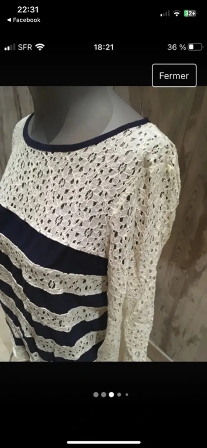 Superbe blouse en dentelle en 40 de chez La Redoute excellent état - photo numéro 2