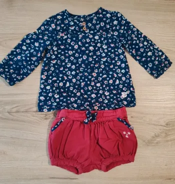 Ensemble blouse short  fille 9 mois sergent major