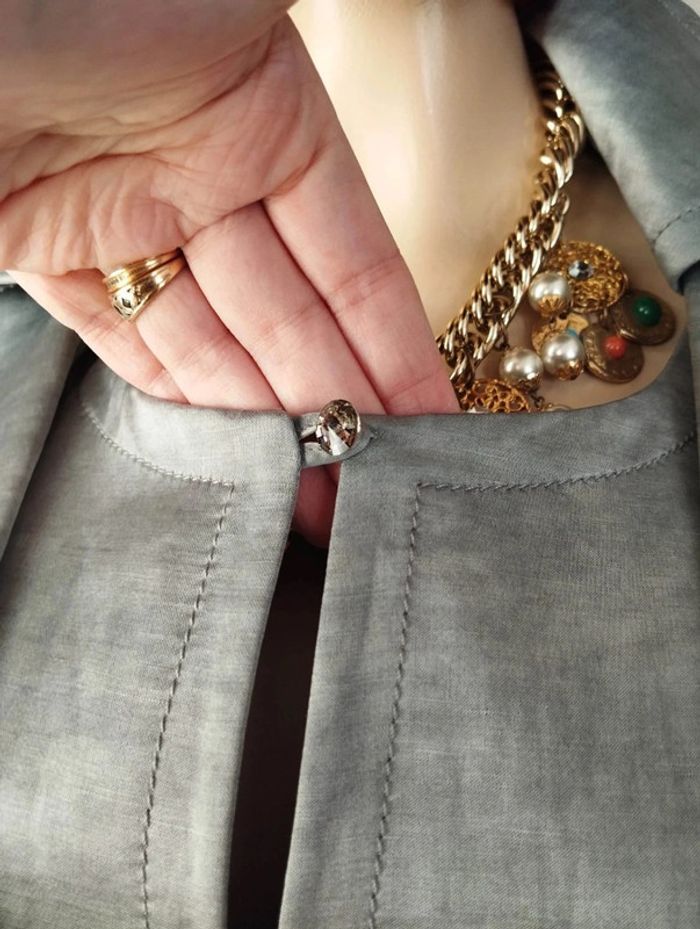 🌹 Ensemble Veste & Robe Gris Irisé Lin Antonelle T38/40🌹 - photo numéro 7