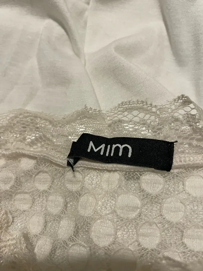 T-shirt débardeur sans manche blanc col montant dentelle Mim taille S - photo numéro 6