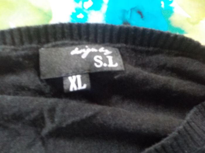 PULL HOMME "DESIGN BY S.L." XL BLEU ET NOIR - photo numéro 3