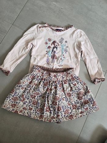 Ensemble jupe réversible et haut licorne 4 ans