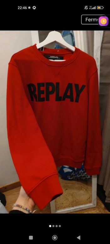 Sweat Replay rouge logo noir – classique streetwear