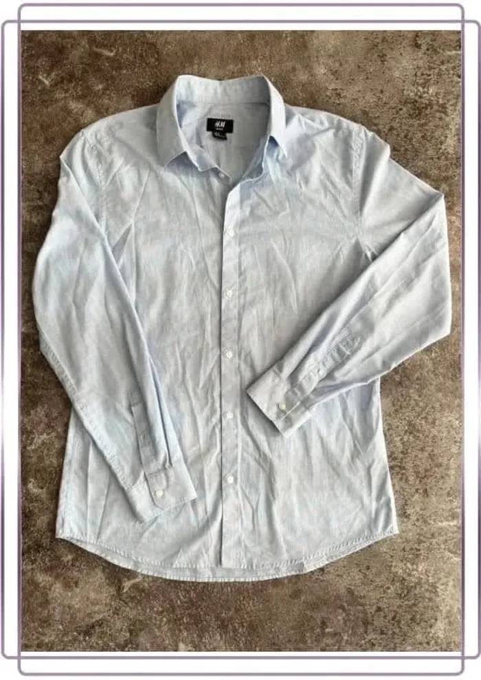 Chemise bleue slimfit homme H&M M - Men shirt - Herrenhemd - Camicia uomo