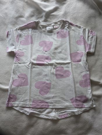 T-shirt MC blanc à gros cœurs lilas - 92 - Zara