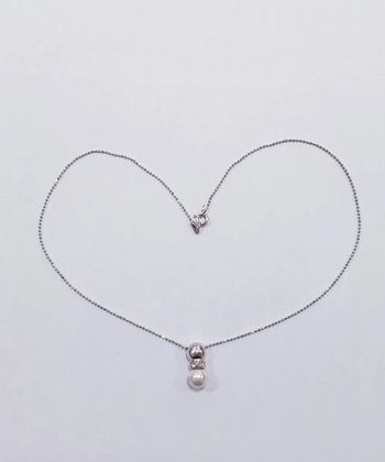 Neuf: Collier chaine argent boule avec pendentif perle et oxyde