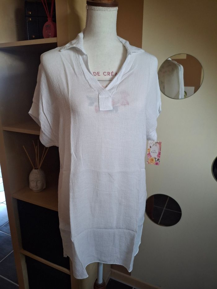 Blouse tunique blanche légère neuve étiquetée - photo numéro 2