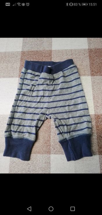 Pantalon 6 mois rayé gris/bleu