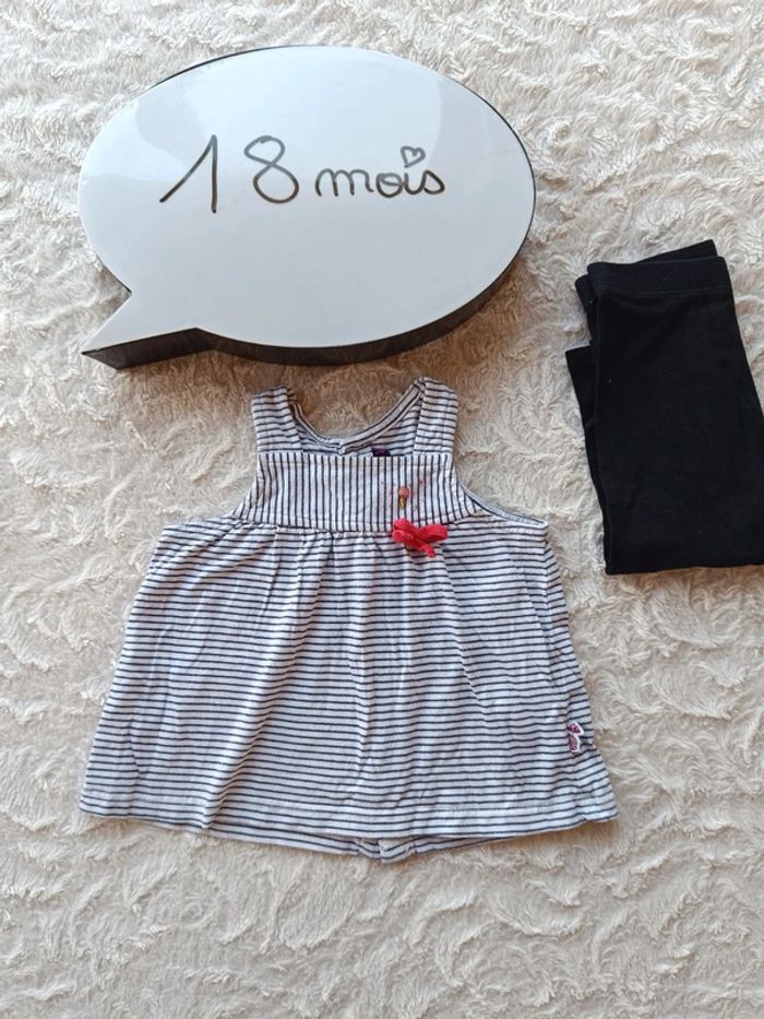 Tee shirt chemise blouse sans manche glace + legging offert Fille 18 mois Sergent major